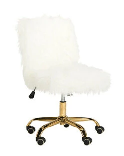 Safavieh Whitney Faux Sheepskin Gold Leg Swivel Office Chair Home
