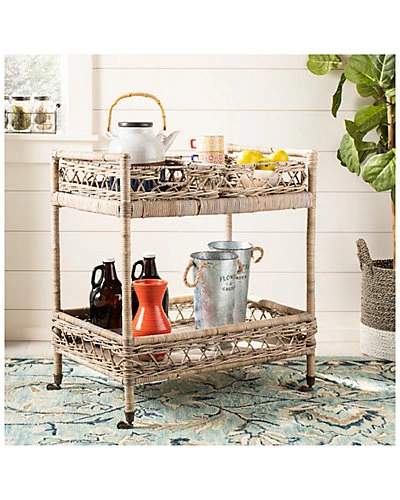 Safavieh Ambrose 2 Tier Rattan Bar Cart Home - Image 2