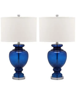 Safavieh Set Of 2 Morocco Navy 27in Glass Table Lamps Home