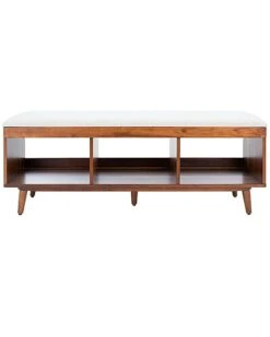 Safavieh Cricket Cream Open Shelf Bench With Cushion Home