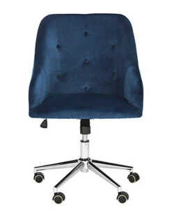 Safavieh Evelynn Tufted Velvet Chrome Leg Swivel Office Chair Home