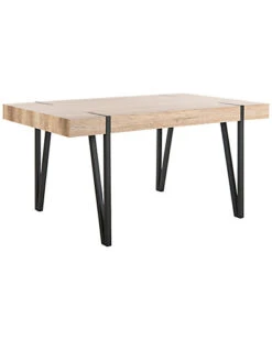 Safavieh Alyssa Rustic Midcentury Wood Top Dining Table Home