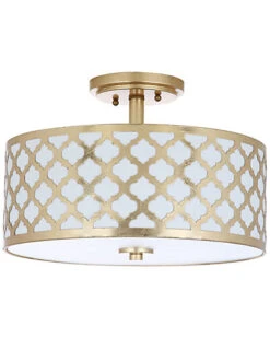 Safavieh Kora Quatrefoil 3-Light 15in Dia Gold Flush Mount Home