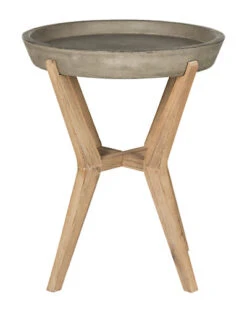 Safavieh Celeste Indoor/Outdoor Modern Concrete Round 21.2in End Table Home