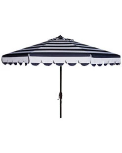 Safavieh Maui Single Scallop Striped 9ft Crank Push Button Tilt Umbrella Home