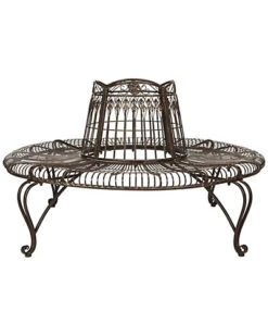 Safavieh Ally Darling Wrought Iron 60.25in W Outdoor Tree Bench Home