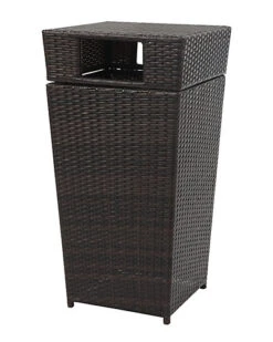 Safavieh Bishop Outdoor Wicker 18 Gallon Trash Bin Home